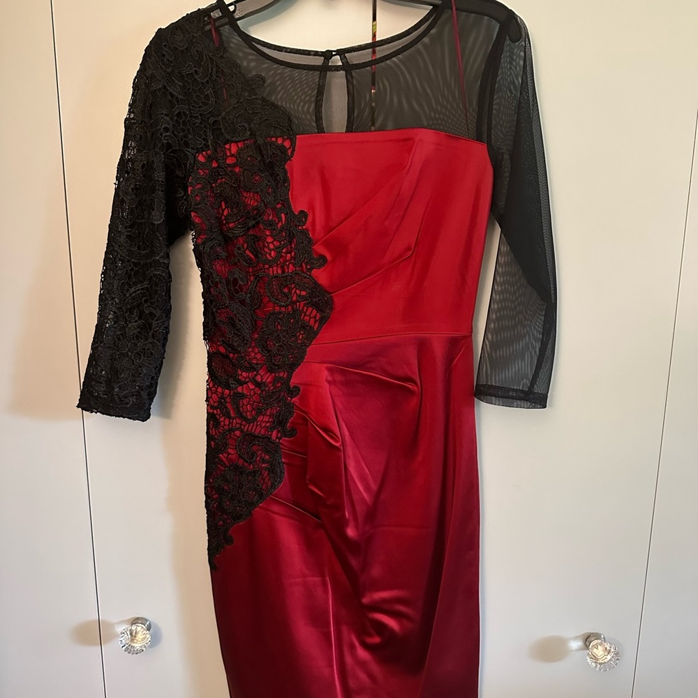 JAX red and black dress.